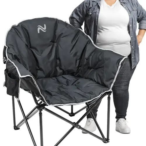 Naudacaa 500 lbs Oversized Camping Chair, Fully Padded Foldable Outdoor Chair with Armrests, Portable with Carry Bag
