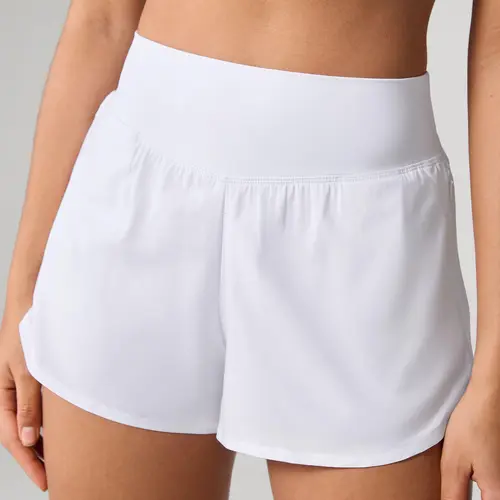 UNISSU Women's High-Waisted 2.5'' Waisted Yoga Shorts - Quick-Dry Gym Fitness Workout Fit Shorts with Liner, Zip Pockets for Running