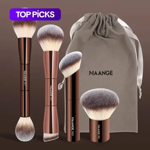 MAANGE Makeup Brush Set with Storage Bag, Cosmetic Brushes for Facial Primer and Detailing, Soft-Bristle Brushes with Comfortable Grip for Beginners, Multifunctional Summer Makeup Brush Kit, Beauty Brush Set #GLOBAL PICKS