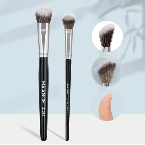 MAANGE Makeup Beauty Brush Set, 2 Pcs Soft Cosmetic Brushes, Professional Face Makeup Tools for Women & Girls, Ideal for Home & Travel, Gift Brush Set