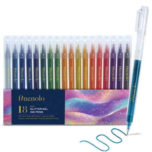 Finenolo Glitter Gel Pens Vibrant Sparkle Colored Fine Tip Markers with 800% More Ink for Adult Coloring Books Drawing DealsforYouDays
