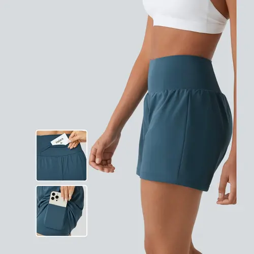 Halara SoftlyZero Airy Super High Waisted 2-in-1  InstantCool Yoga Shorts 5'' with Pockets-Longer Length #BackToSchool