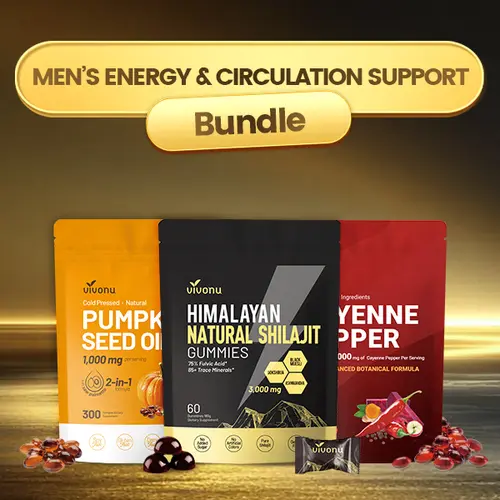 VivoNu Daily Supplement Combo | Cayenne Pepper Softgels + Himalayan Shilajit Herbal Gummies + Pumpkin Seed Oil Softgels
