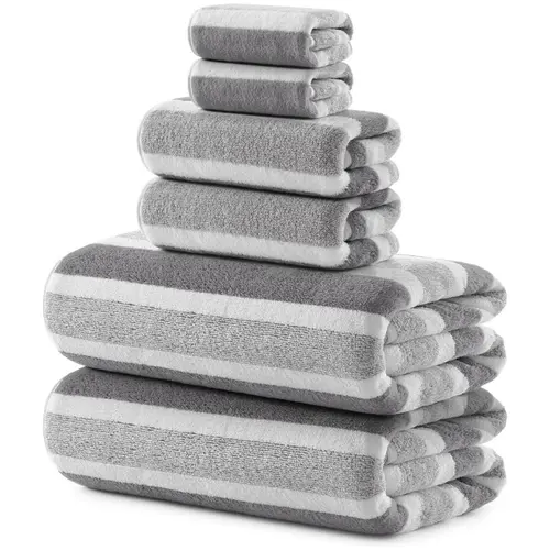 Soft Bath Towel Set, 6-Piece 100% Microfiber Absorbent Quick-Drying Towels for Bathroom, Spa, Gym, 2 Bath Towels, 2 Hand Towels, 2 Washcloths