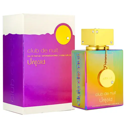 Armaf Club de Nuit Untold Eau de Parfum (3.6 oz) - Unisex Adult Aromatic Woody Floral Amber EDP Spray Perfume, Saffron, Jasmine, Cedar, Ambergris Heart, Amberwood Core, Alcohol Base Cologne Man, Metallic Liquid, Aromatic Amberwood, Edp Elegant Fragranced,