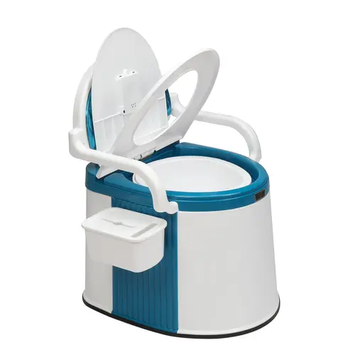 Portable Outdoor Toilet Seat with Tidy TP Holder, Secure TP Storage, Anti-Slip Strip, Leather Cushion for RV Bathroom, Home Improvement Bathroom Fixture