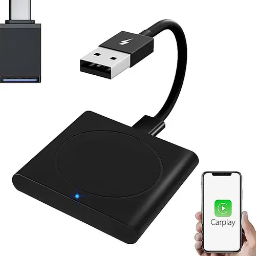 Wireless CarPlay USB Converter, Wired-to-Wireless Car Electronics Adapter with Plug-and-Play, Auto Connect, 5.8GHz WiFi, Bluetooth, Voice Control, 5G, Plug-In, Pair Once Done Compatibility for 2016-2026 Factory CarPlay Vehicles & iPhone iOS 10+