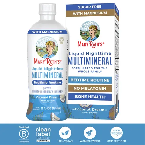 MaryRuth's Liquid Nighttime Multimineral - NO Melatonin - Bedtime Routine - Magnesium - Calcium - Zinc - Sugar Free - Vegan - Gluten Free - 32 Fl Oz