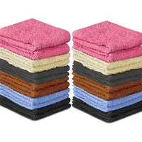 QUBALINENZ 100% Cotton - Wash Cloth Set - Pack of 24, Flannel Face Cloths, Light Weight, Thin Quality Highly Absorbent and Soft Feel Fingertip Towels (12x12 Pack of 24) Gift Bath Multicolor