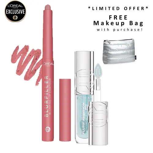 Blurfiller Blurring Lip Contour + Plump Ambition pH Hyaluron Lip Oil Duo, Pretty Girl Bundle, L'Oreal Paris