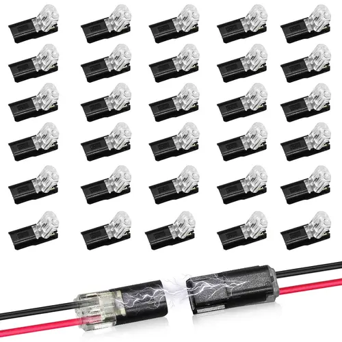 【DealsForYouDays】Double-Wire Plug-in Connector Led Light Strip Connectors 2 Pin, Low Voltage Wire Connector with Locking Buckle, Fast Connect Plugs Led Connectors for Strip Lights，Lead strip automotive wiring electricity Power Distribution Secure -YY