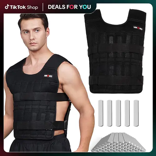 LEKARO Chest Strap Weighted Vest, Adjustable Home Gym Muscle Training Equipment for Men & Women, 22-44 lbs with 96 Steel Plates, Double Nylon Mesh Keeps You Cool, Soft Padding, Impact Cushioned, Resistance & Cardio Use,