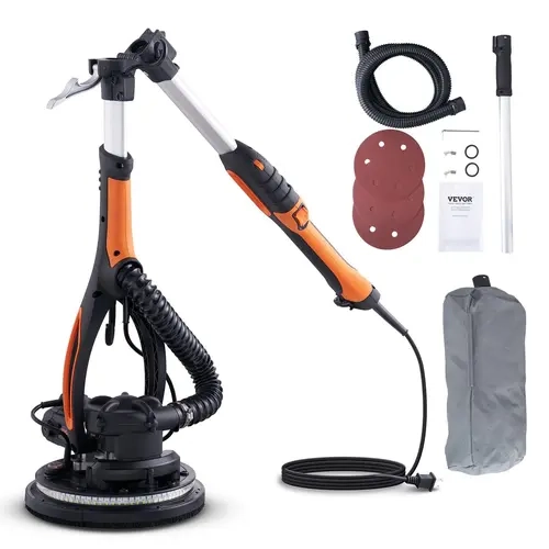 VEVOR Drywall Sander Power Tool, 900W Brush Motor, 800-1800RPM Variable Speed, Self-Suction, 3.5kg, 360-degree Lighting Coverage, Wide LED Strips, Angle Fixing Design, Sand Discs, 25% Faster Wall Prep, for Home Remodeling & Building Activities