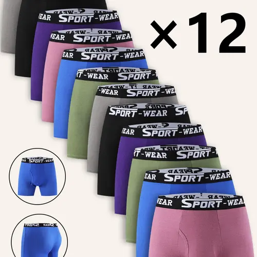 12 Pack Men's Boxer Briefs, Breathable Soft Underwear, Moisture-Wicking Comfort Fit, Multi-Color Stretch Shorts with Functional Fly, Everyday Wear, Gym, Running, All Season Essentials Gift for Men