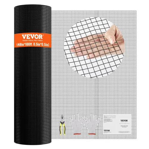 【SummerFinds】VEVOR Hardware Cloth,  48'' x 100' Galvanized Wire Mesh Roll, 19 Gauge Chicken Wire Fence Roll, Vinyl Coating Metal Wire Mesh for Chicken Coop Barrier, Rabbit Snake Fences, Poultry Enclosures