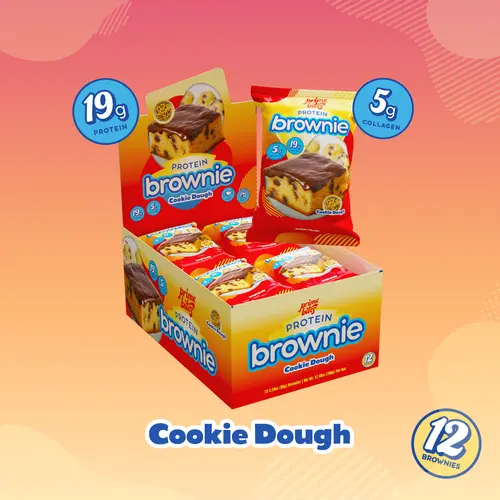 12 Pack - Cookie Dough Prime Bites Protein Brownies - High Protein Snack w/ Low Sugar