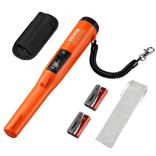 VEVOR Portable Metal Detector Pinpointer, IP68 Fully Waterproof Handheld Probe Wand, 4.5" Detection Depth, 3 Exploration Modes (Sound, Vibration, LCD Screen-Assisted), Gold Prospecting Tool, Adult Equipment with Holster & 9V Battery for Underwater Use