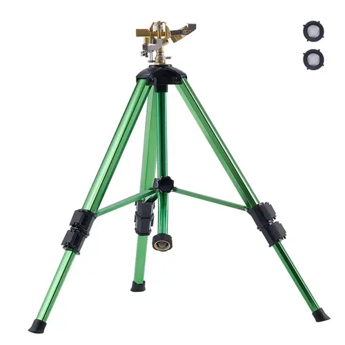 VEVOR Impact Sprinkler on Tripod Base, Heavy Duty Adjustable Watering System with Brass Head, 3/4" Garden Hose Connectors, 17/27/37 in Adjustable Heights, 360 Degree Large Coverage Outdoor Yard Irrigation Sprinkler#SohoChic
