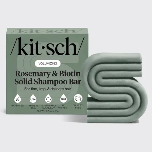 Kitsch Rosemary & Biotin Volumizing Natural Shampoo Bar, Strengthening & Thickening Bar Shampoo for All Hair Types, Made in USA, Vegan, Paraben Sulfate & Cruelty Free Soap