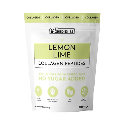 Just Ingredients Lemon Lime Collagen Peptides – 30 Servings – Supports Joint, Skin, Hair & Nail Health with Grass-Fed Hydrolyzed Collagen Types I & III – Refreshing Lemon Lime Flavor