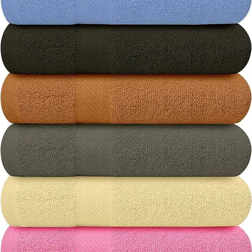 QUBALINENZ 100% Cotton Bath Towels-27x54inch - 6 Pack Shower Towels - Light Weight, Thin Quality Ultra Absorbent Towels for Bathroom (Multi Color)