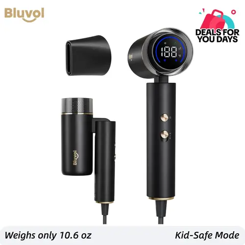 【FALL PICK】Bluvol T10 Apex Travel Foldable Pocket Hair Dryer AquaGlow Ionic Kid-Safe Lightweight Portable High Speed Dryer with Concentrator for Gym & Travel Essentials, Sep FallPick