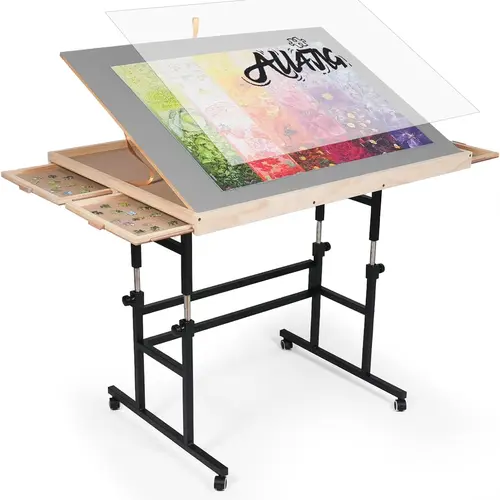 ALL4JIG 1500 Piece Jigsaw Puzzle Table with Legs,25"x34"Adjustable Puzzle Tables for Adults and Mother’s Day Gift , 3-Tilting-Angle Portable Wooden Jigsaw Puzzle Board Portable with 4 Drawers & Cover Gift for mom,Mother's Day Gift