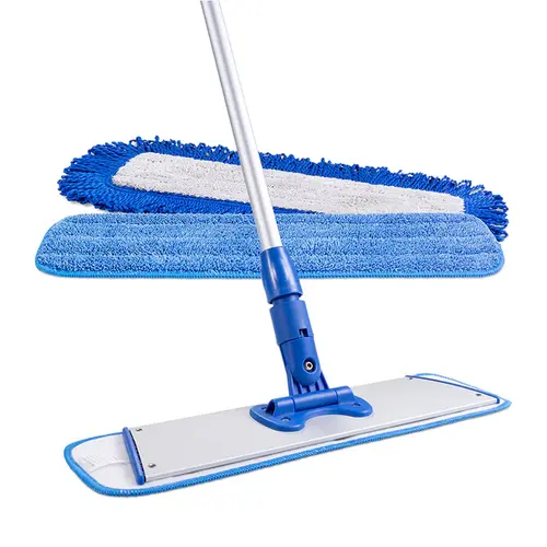 18" Microfiber Cleaning System with Aluminum Handle for Hardwood, Tile, Vinyl | Lightweight Flat Mop | 2 Wet, 1 Dust Pad Included