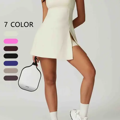 Women's Solid Color Backless Sporty Comfy Jumpsuit with Anti-Exposure Shorts, Sporty Sleeveless Fitness Dress for Yoga and Workout, All Season Activewear, Workout Jumpsuits