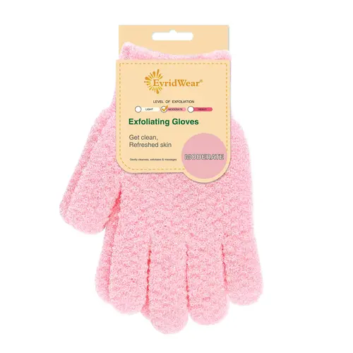 EvridWear Exfoliating Gloves, 100% Nylon Body Wash Scrubber for Deep Cleaning, 3 Textures (Soft, Medium, Heavy), Personal Bath and Self Care Accessories, Body Care Tool, Smooth, Self Care Products