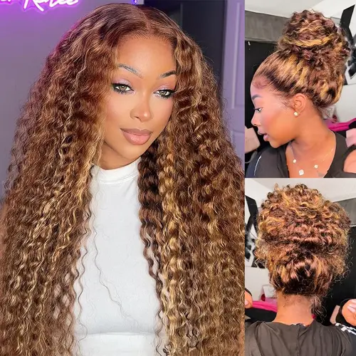 【 Effortless Spring/Summer Curls 】Hot Selling 360 Wig P4/27 Highlight Ombre Color Ashimary Invisi-Strap 360 Skin Lace Wig Water Wave Glueless Human Hair Pre Plucked#summerwins, Wigs, Human Hair Wigs
