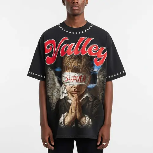 Sopula Studio Men's Valley Prayer Angel Vintage Distressed Cotton Graphic Tee, Men's Stuff, Casual Streetwear Menswear, Women's Clothes, Vintage Cotton Tees,back to school,back to school shopping