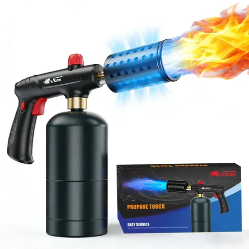 【toolupgrade】ARTFLAMM Propane Torch with Safety Lock & Dual-Layer Flame Guard, Adjustable Flame Kitchen Torch for Cooking, Grilling and BBQ(Propane Tank Not Included) Bbq Lovers Lightweight #toolupgrade