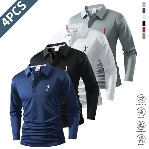 Men's Sun-Proof Polo Shirt - 3D Stereo Collar, Quick-Drying, Anti-Wrinkle Long-Sleeved, Athletic Sports Clothing, Sporty Chic, Lightweight Breathable Soft, Sweat-Wicking Sun Protection, for Golf, Office