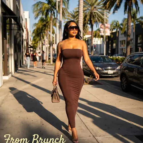 Women's Strapless Feminine Midi Dress, Stretchy Long Sleeveless Bodycon Formal Cocktail Party Dress with Pockets, Slim Fit Evening Gown, Perfect for Dates, Night Out and Everyday