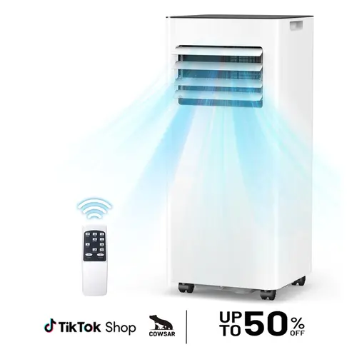 【DFYD】COWSAR 8,000/10,000 BTU Portable Air Conditioners Cool Up to 350/450 Sq.Ft, 4 Modes Portable AC Unit with Remote Control/LED Display/24Hrs Timer/Installation Kits for Bedroom/Home/Office/Dorms, White summerwins