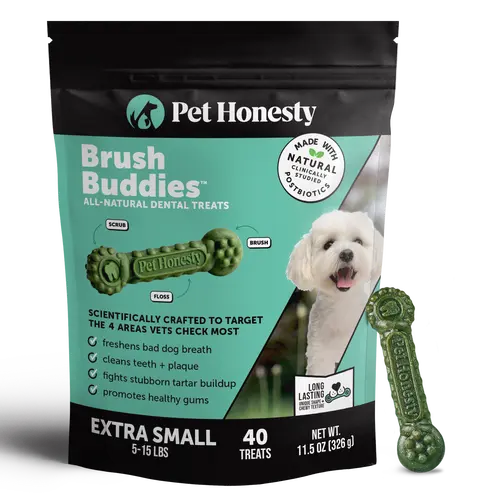 Brush Buddies All-Natural + Long Lasting Dental Treats for Extra Small Sized Dogs - 40 Count