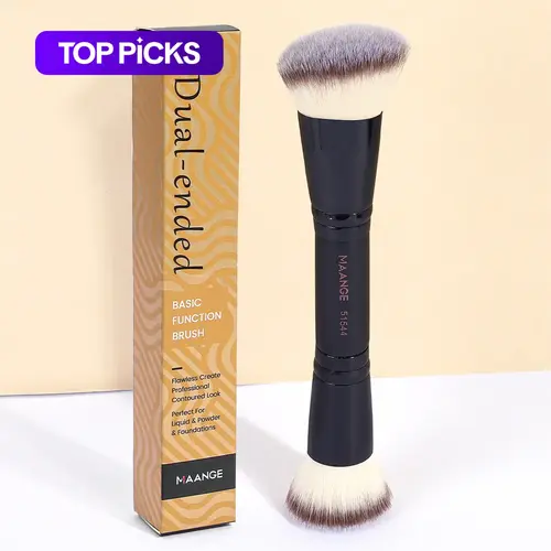 MAANGE Double-Ended Makeup Brush, Dual Ended Brushes, Multifunctional Cosmetic Brush, Complexion Brush for Foundation, Loose Powder, Highlighter and Contour, Makeup Tools for Summer Looks, Soft Bristles Brush, Cosmetics Brush #GLOBAL PICKS