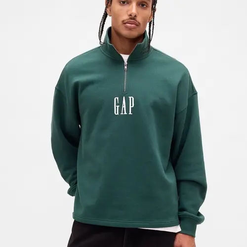 Gap Men's Heavyweight Oversized Logo Quarter-Zip Pullover