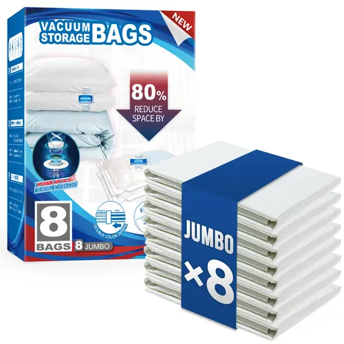 TAILI 4/8/12 Pack Vacuum Storage Bags for Comforter and Blankets, Jumbo Vacuum Seal Bags for Bedding 40x31 Inch, Space Saver Bags for Clothes, Pillows, Saving More Closet Space Compression Bags Compression Packing Cubes