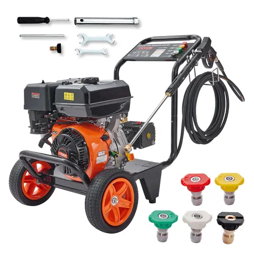 【Summerfinds】VEVOR Gas High Pressure Power Washer, 4400 PSI 4.0 GPM Portable Unit with Copper Pump, Spray Gun, Extension Wand, 5 Quick Connect Nozzles for Cleaning Cars, Patio Furniture, Fence