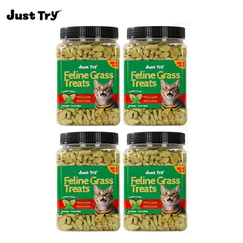 JUST TRY Cat Treats for Indoor Cats Hairball Control Natural Salmon Healthy Cat Grass Treats Kitten Snacks Training Biscuits Catnip for Cats Dental Care 14.1 OZ,back to school #backtoschool