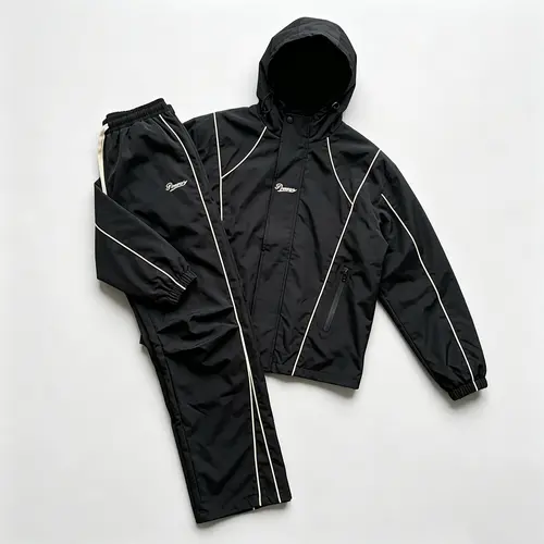 men's sweatsuit set Outdoor Windproof full zipper closure Jacket Stylish Hooded Athletic Coat Straight-Leg Casual pants para men 2 piece sets Athleisure Outfits Athleisure Tracksuit Set