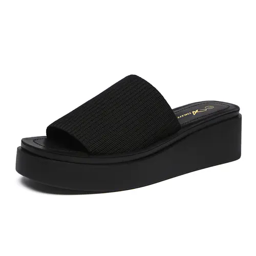 Athlefit Women's Slip On Platform Sandals Comfortable Open Toe Flatform Chunky Sandals Walking Shoes Girl Footwear Summer