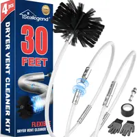 Sealegend 30 Feet Dryer Vent Cleaner Kit,Lint Remover Fireplace Chimney Brushes,Extends Up to 30 Feet with Drill Attachment,Synthetic Brush Head,Use with or Without a Power Drill