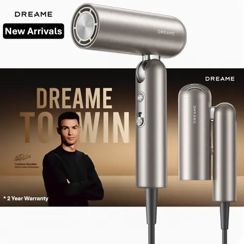 【New Arrivals】DREAME Pocket Pure High-Speed Hair Dryer, Lightweight Foldable Blow Dryer with 110,000 RPM Motor, Ionic Care, 5 Modes, Travel Bag, Quiet Fast Drying for Frizz-Free Hair