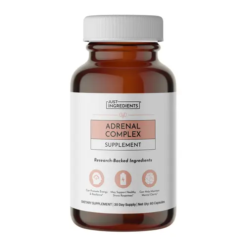 Just Ingredients Adrenal Complex Supplement | Stress and Cortisol Support | Hormonal Balance | May Help Combat Fatigue | Adaptogens