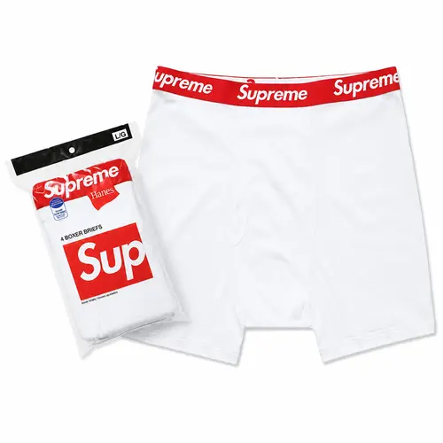 Supreme Hanes Boxer Briefs (4 Pack) White