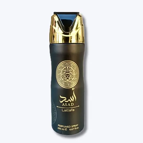 Lattafa Asad All Body Deodorant Perfumed Liquid Spray - 6.6 fl oz (200ml), Long-Lasting Tender Scent with Pineapple, Coffee, Vanilla, Black Pepper, Patchouli, Antibacterial, Amber Freshness, Anti-Perspiration, Gentle on Skin, Daily Adult Selfcare