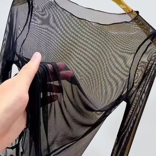 Lace Mesh Long Sleeve Top Blouse, Elegant Chic Inner Layer Outer Wear, Loose Fit Youthful Mom, Perfect for Casual Daily Wear, Lady Womenswear, Blouse Shirt Top, Blouses Shirts Tops